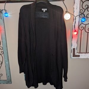 Fashion Bug Black Open-Front Cardigan Sweater